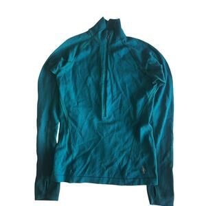 SmartWool Sweater Womens S Green Pullover Mock Neck 1/4 Zip Lightweight
